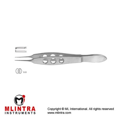 Bonn Corneal Forcep Very Delicate 1 x 2 Teeth with Tying Platform Stainless Steel, 10 cm - 4" Tip Size 0.12 mm 